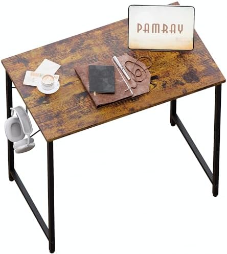 Pamray 23 Inch Computer Desk for Small Spaces, Home Office Work Desk with Headphone Hook, Small Office Desk Study Writing Table