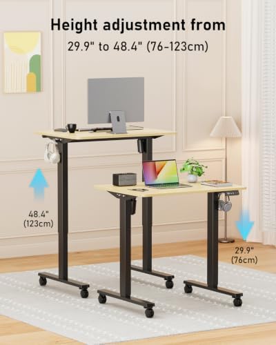 32" Small Rolling Electric Standing Desk Adjustable Height for Home Office