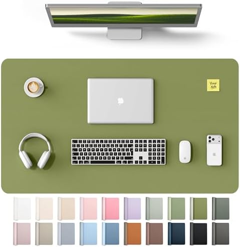 YSAGi Leather Desk Protector, Office Mat, Large Mouse Mat, Non-Slip PU Leather Blotter, Laptop Desk Mat, Waterproof Writing Pad for Office and Home(Green, 40" x 24")