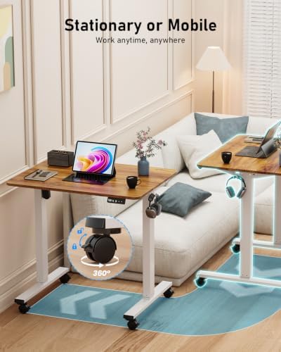 32" Small Rolling Electric Standing Desk Adjustable Height for Home Office