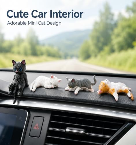 12 Pcs Cat Desk Figurines for Office, Cat Trinkets Computer Monitor Decor