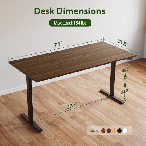 Agilestic 71*32 Inch Height Adjustable Electric Standing Desk, Dark Walnut
