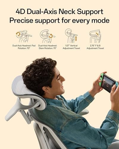 Hbada E3 Air 2026 Ergonomic Office Chair, 3-Zone Lumbar Support, Comfy Home Office Chair with Auto Recline, 4D Headrest & Armrests, 140° Tilt for Work & Relax, Grey