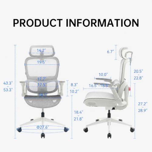SIHOO B300 Pro Ergonomic Office Chair, Adaptive Lumbar Support, White