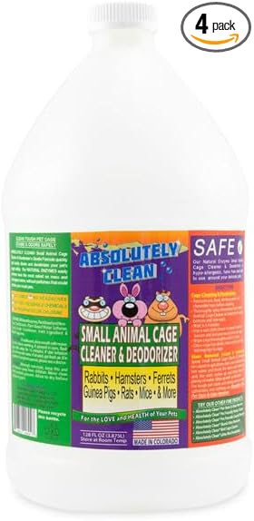 Amazing Small Animal Cage Cleaner, Just Spray/Wipe, Easily Removes Messes & Odors - Hamster Cages, Mice, Rat Cage, Guinea Pig Cage, Rabbit Cage, Ferret Cage, Dog Cage, USA Made - (128 Fl Oz Pack of 4)