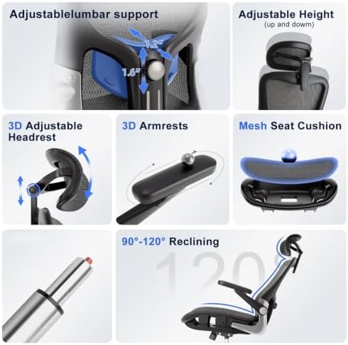 marrap Ergonomic Office Chair, Adjustable Lumbar Support