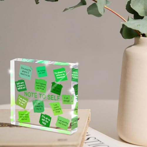Motivational Office Decor - 4x4 inch Acrylic Sign, Green Desktop Decoration, Printed with Motivational Quotes, Perfect Wellness Gift for Positive Workspace, Gift for Women