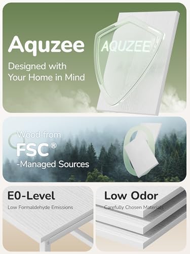 Aquzee 40 Inch Desk with Hutch, Computer Desk with Shelves