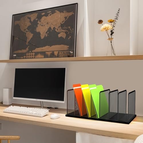 Kuntine.B 7-Section Upright Desk File Organizer Black 1 Pack