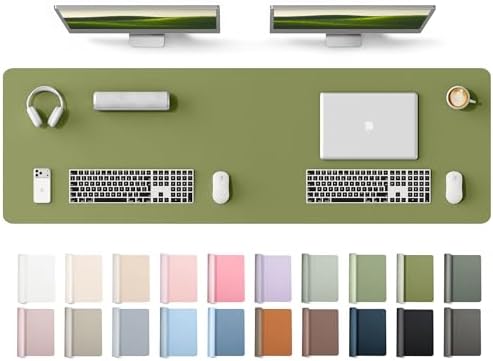 YSAGi Leather Desk Protector, Office Mat, Large Mouse Mat, Non-Slip PU Leather Blotter, Laptop Desk Mat, Waterproof Writing Pad for Office and Home(Green, 63" x 17.2")