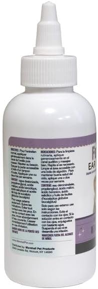 Marshall Ferret Ear Cleaning Solution – 4 oz – Gentle Formula to Remove Dirt and Wax – Contains Eucalyptol to Support Healthy Ear Tissue – No Swabs Needed