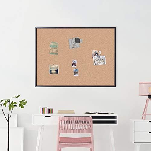 U Brands Cork Bulletin Board, 36" x 48" Inches, Black Wood Frame (2876U00-01)