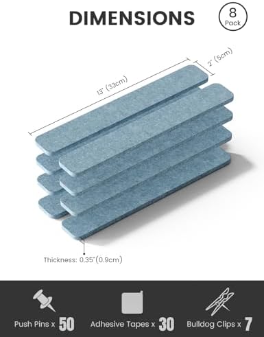 Fluxynara 13" x 2" Felt Wall Panels, Dusty Blue