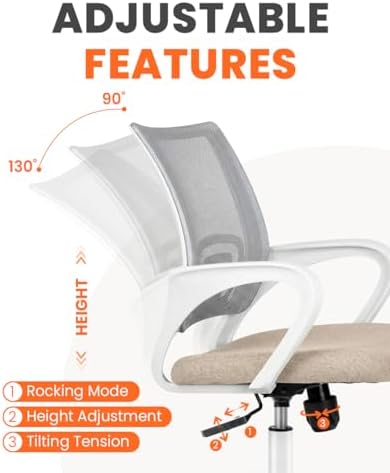 NEO CHAIR Office Computer Chair Ergonomic Mid-Back Mesh Desk Chair, Beige