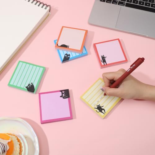 Mr. Pen- Black Cat Sticky Notes Set, 3" x 3", 6 Pads, 480 Sheets