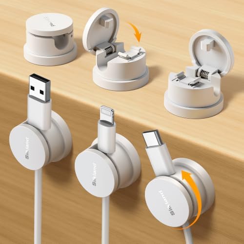 Silkland 6 Pack Snap-Lock Cable Clips, 360° Rotatable Cord Holder for Desk