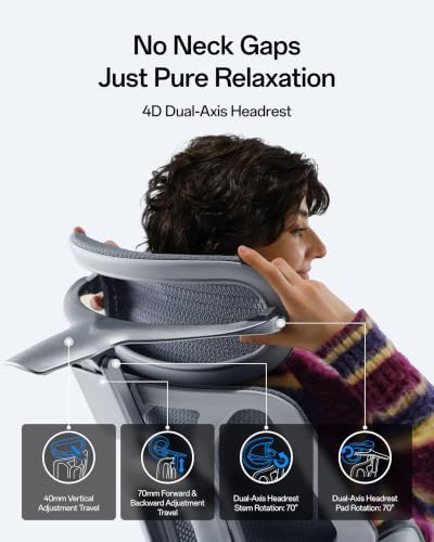 Hbada E3 Pro 2026 Edition Ergonomic Office Chair, Mesh Desk Chair with 3-Zone Floating Lumbar Support, Upgraded 4D Headrest, 720° Armrests, Grey with Footrest