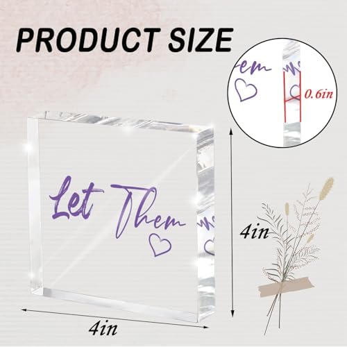 Let Them - Purple 4 Inch Acrylic Desktop Sign, Office and Cubicle Decor for Women, Desk Accessory, Inspirational Quote Gift for Friends, Home Office Decor