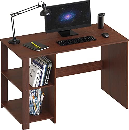 SHW 38-Inch Home Office Computer Desk with Shelves, Cherry