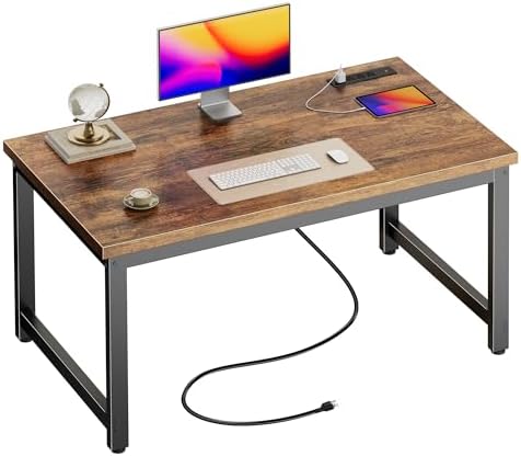 Huuger 48 x 24 inch Desk with Power Outlets & 0.95 Inch Thicker Desktop