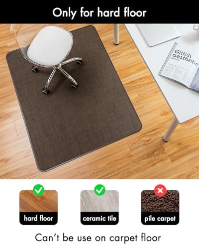 BARoyal Office Chair Mat for Hardwood Floor Under Desk Computer Rolling Chair Mat for Wood/Tile Floor Non-Slip Heavy Duty Desk Rug PVC Plastic Hard Floor Protector 48" x 60"(Coffee)
