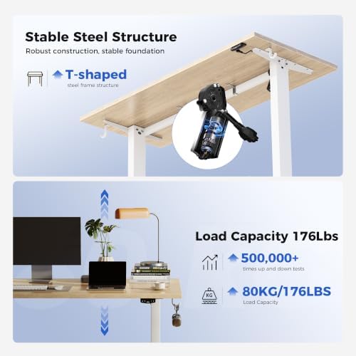 Agilestic 55 * 24 Inch Height Adjustable Electric Standing Desk, Maple