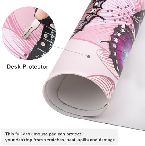 QiyI PU Leather Large Mouse Pad, Office Decor, 31.5" x 15.7", Butterflies