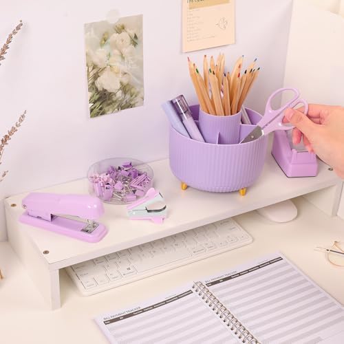 SKYDUE Purple Office Supplies Set with Pencil Holder for Desk,11 PCS