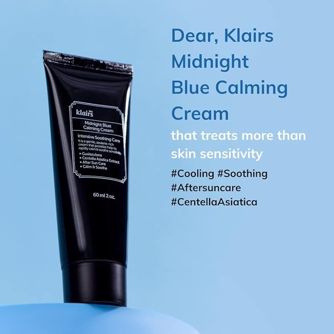 DearKlairs] 0.7 ounce Midnight Blue Calming Cream, Soothing, Redness Relief Moisturizer, Hydrating, Fast Absorbing, Light Texture for Easy Use, Sensitive Skin Friendly (0.7 Ounce (Pack of 1))