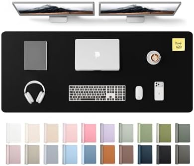 YSAGi Leather Desk Pad Protector, Office Desk Mat, Large Mouse Pad, Non-Slip PU Leather Desk Blotter, Laptop Desk Pad, Waterproof Desk Writing Pad for Office and Home (Black,55" x 17.2")