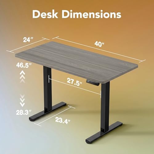 HUANUO 40x24 Inch Electric Standing Desk, Height Adjustable, Grey