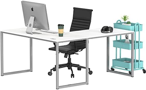 SHW Mission 55 x 60 L-Shape Home Office Computer Desk, White
