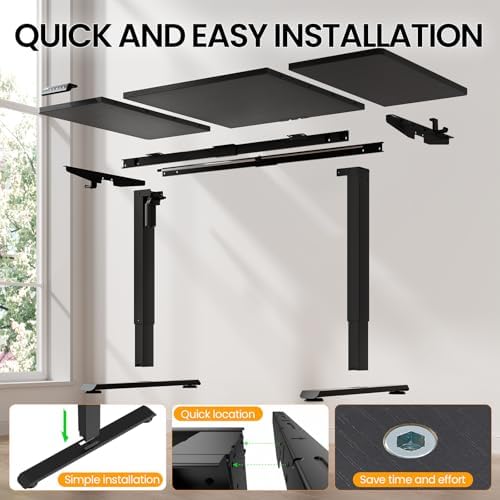 Veken 63"x28" Wider Large Standing Desk, Electric Height Adjustable, Black