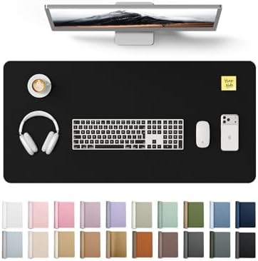 YSAGi Large Extended PU Leather Desk Pad Protector – Non-Slip Waterproof Desk Mat for Office & Home, Easy Clean Mouse Pad & Laptop Writing Blotter 35.4"x17" Black