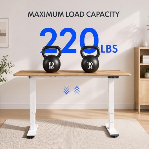 FLEXISPOT E6 Solid Wood Dual Motor 3-Stage Electric Standing Desk, 55 x 28