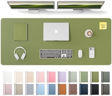 YSAGi Leather Desk Pad Protector, Office Desk Mat, Large Mouse Pad, Non-Slip PU Leather Desk Blotter, Laptop Desk Pad, Waterproof Desk Writing Pad for Office and Home (Green,55" x 17.2")