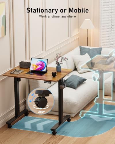 32" Small Rolling Electric Standing Desk Adjustable Height for Home Office