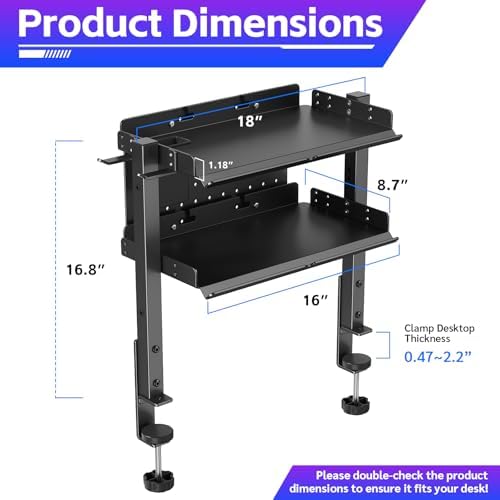 Metal Clamp On Desk Shelf,Storage Shelves with Pegboard and Pencil Holder