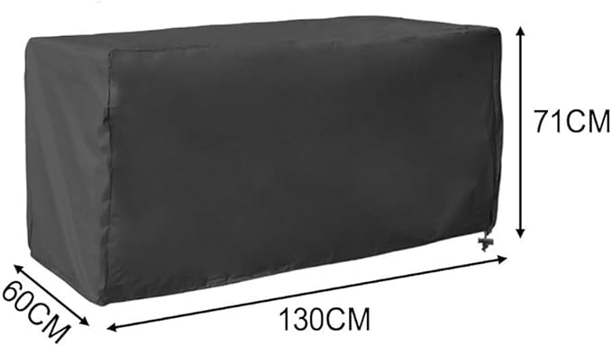 Outdoor Storage Box Cover 210D Oxford Waterproof Protector Adjustable Rope Buckle Weather Resistant Dust Snow Foldable Lightweight Fits Garden Patio Black (130×60×71cm)