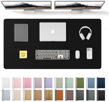 YSAGi Leather Desk Protector, Office Mat, Large Mouse Mat, Non-Slip PU Leather Blotter, Laptop Desk Pad, Waterproof Writing Pad for Office and Home (Black, 47.2" x 23.6")