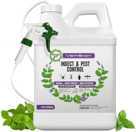 VermExon Peppermint Oil Insect & Pest Control Spray – 128oz Natural Plant-Based Bug Killer for Spiders, Ants, Flies, and Other Insects, Safe for Home & Kitchen Use