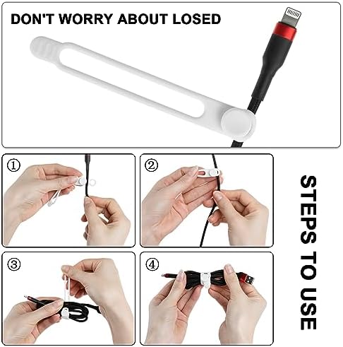Silicone Cable Ties, Cord Organizer Cable Management, Black White