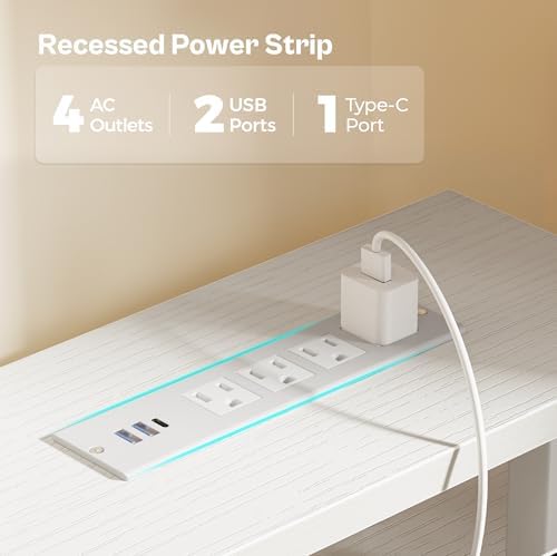 Huuger 47 inch Computer Desk with Power Outlets & 4 Drawers