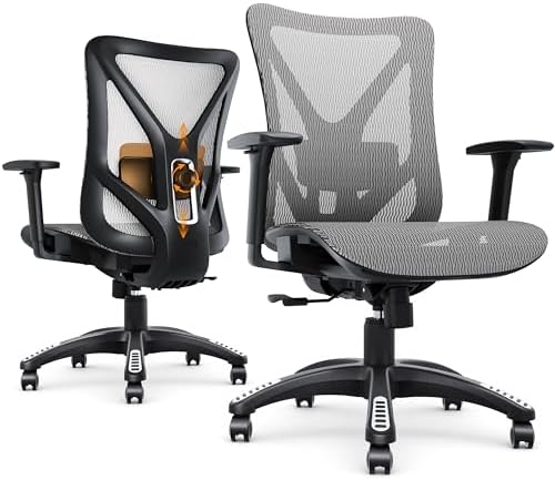 Ergonomic Office Chair, Mesh Computer Desk Chairs with BIFMA X5.1 Certified, Adjustable Lumbar Support, 3D Arm, Tilt Back, Wide Seat, Comfy Swivel Work Task Chair for Company and Home (Dawn Grey)