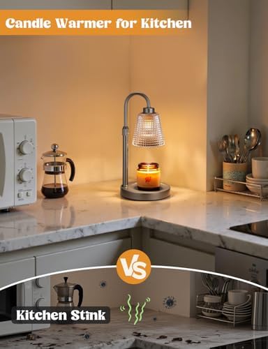 Gray Candle Warmer Lamp with Timer, Dimmable Candle Warmer for Jar Candles, Height Adjustable Wax Melts Warmer, Birthday Gifts for Women Mom, House Warming Gifts New Home Decor