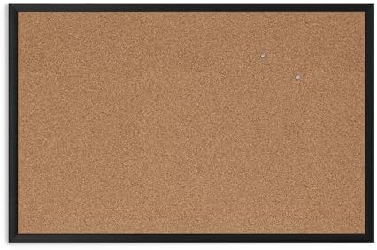 U Brands Cork Bulletin Board, 24'' x 36'', Black Wood Frame
