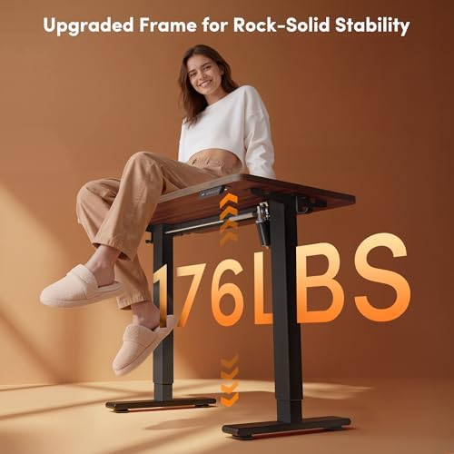 FEZIBO Standing Desk 32 × 19 Inch Electric Height Adjustable, Black Walnut