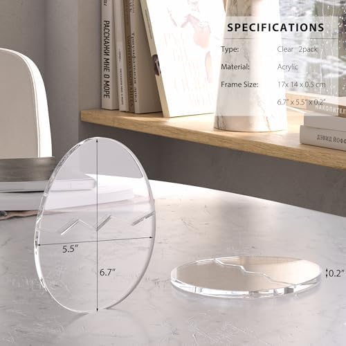 Acrylic Coaster Decorative Plates,2Pcs/Set Office Desk Accessories, Clear Dinosaur Egg Shape Coffee Cup Decor, Perfect for Tabletop Protection and Display.