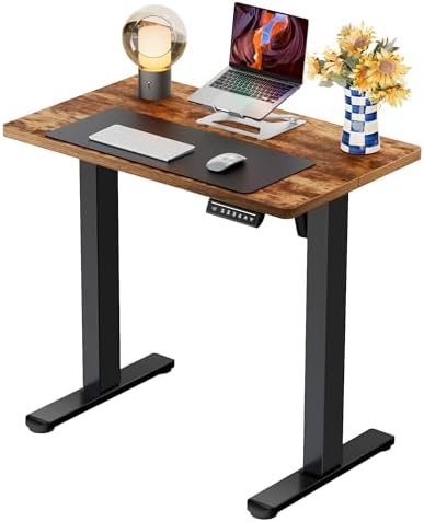 ErGear Height Adjustable Electric Standing Desk, 32 x 19 Inches Sit Stand up Desk, Memory Computer Home Office Desk, Vintage Brown