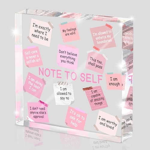 Female Desk Decor, 4x4 Inch Pink Acrylic, Motivational Quotes, Inspirational Desk Decor, Girls Dorm Must-Have, Positive Affirmation Gift for Women